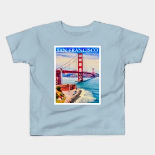 Restored vintage travel poster to San Francisco, CA Kids T-Shirt